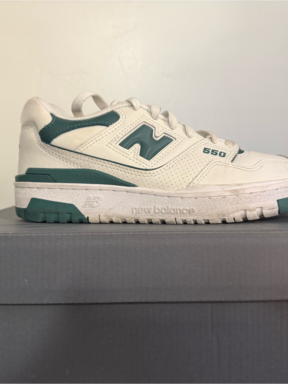 New Balance Woman’s White and Teal 550 Sneakers